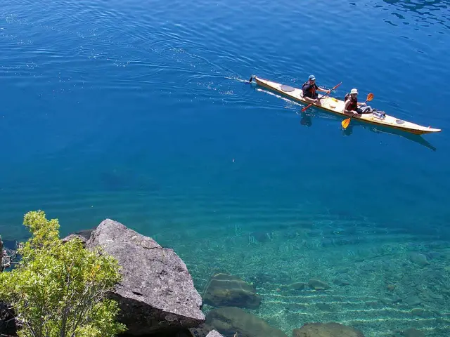 Kayaking the azure-blue waters of Gutierrez Lake