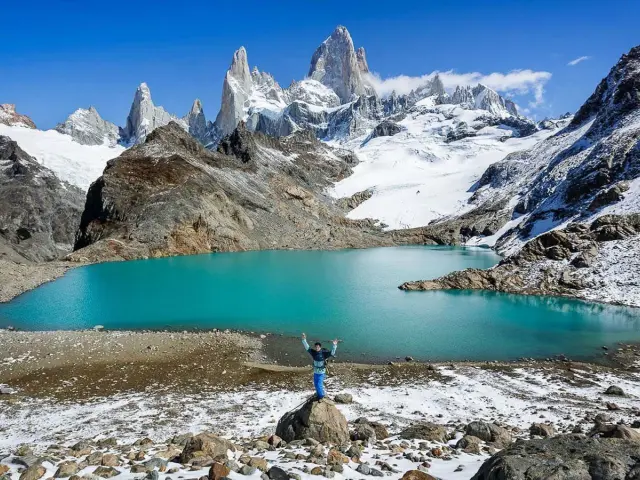 Marvel at the hues of turquoise & blue at Laguna Torre
