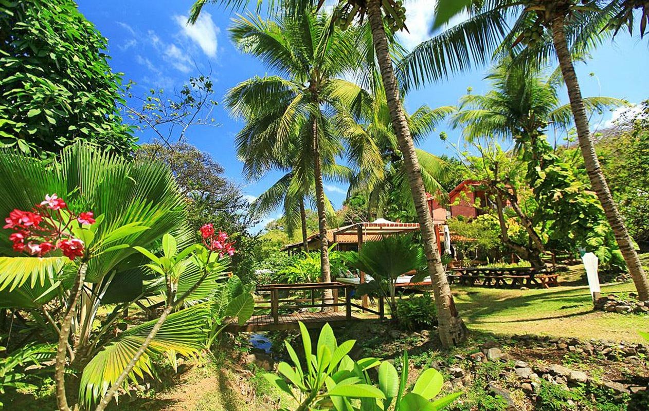 The lodge is surrounded by gardens