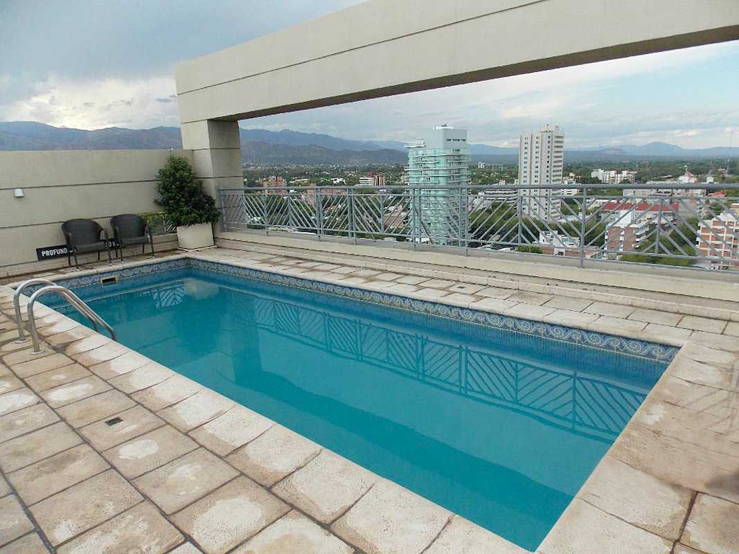 The rooftop pool