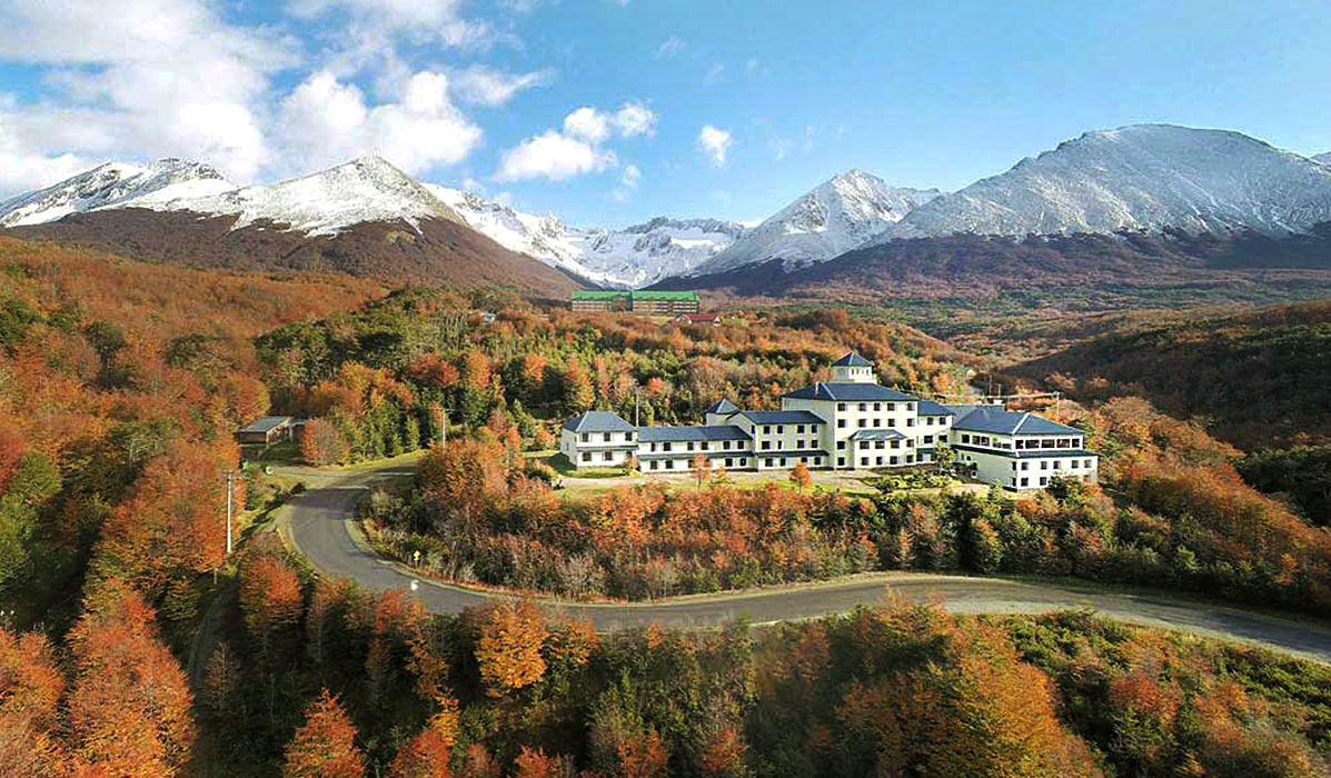 The Andes mountain range is the backdrop of the hotel