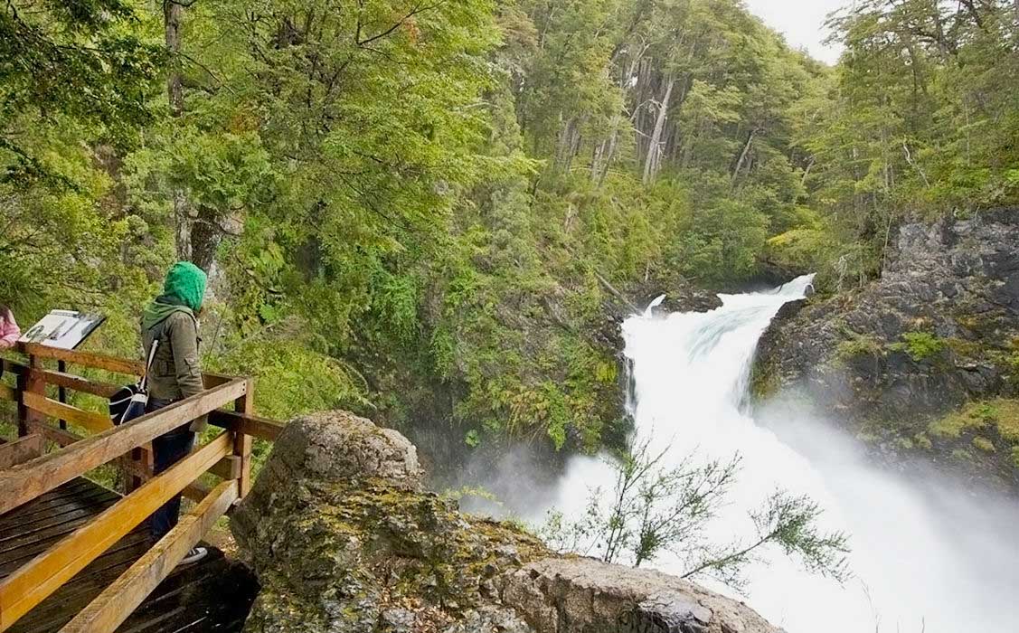 The beauty of the foam-churning of Alerces Waterfall