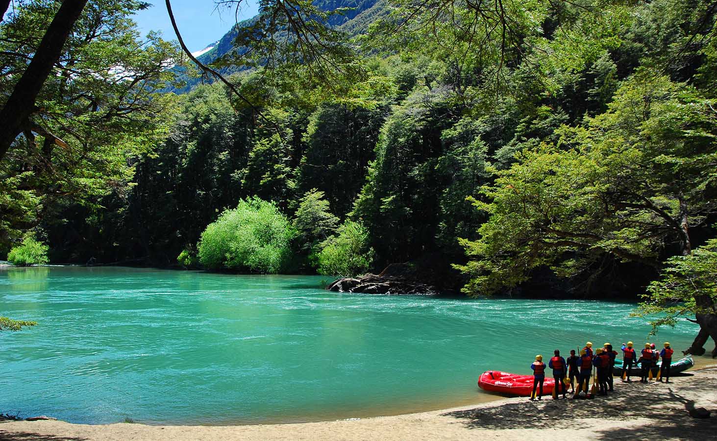 Getting ready to start our rafting adventure on Manso River’s emerald-green waters