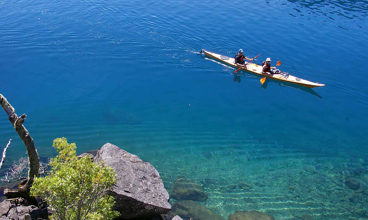 Kayaking the azure-blue waters of Gutierrez Lake
