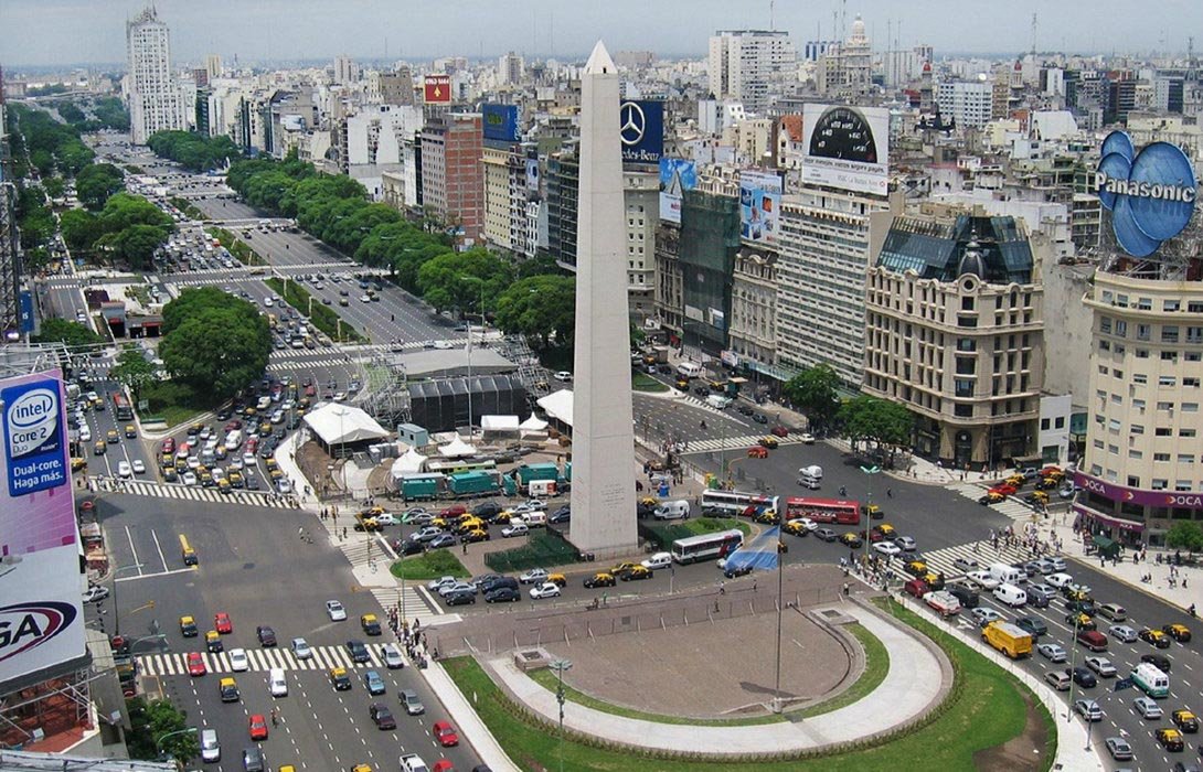 9 de Julio, the widest avenue on the planet, with the Obelisk standing tall!
