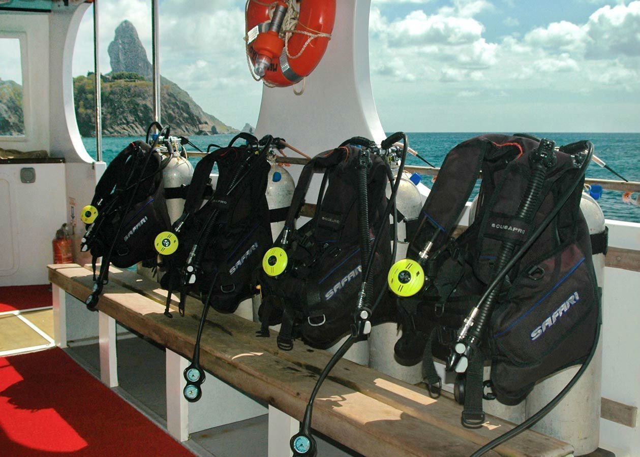 The boat and some of the diving equipment