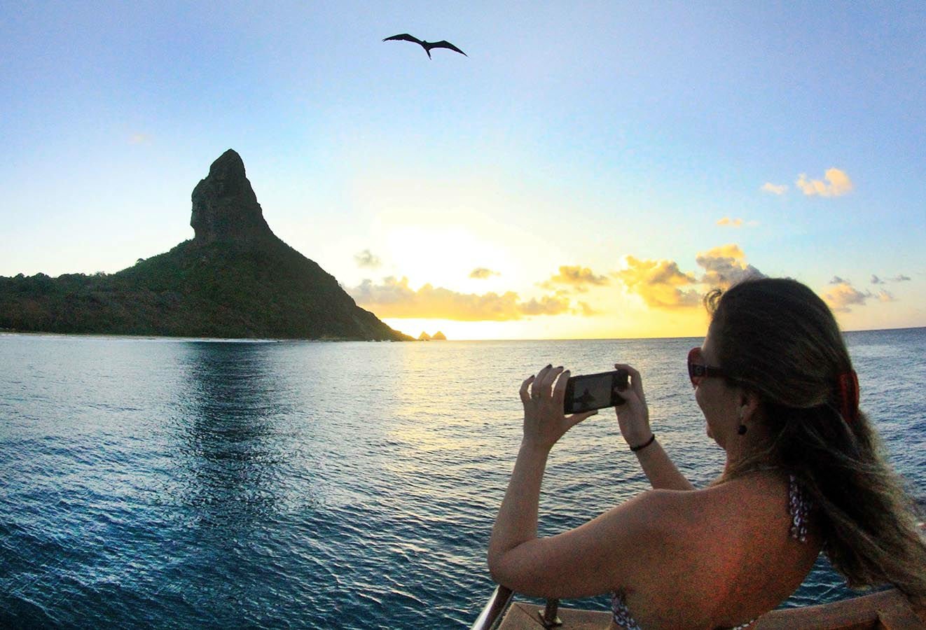 Experience breathtaking vistas of the Fernando de Noronha archipelago at sunset
