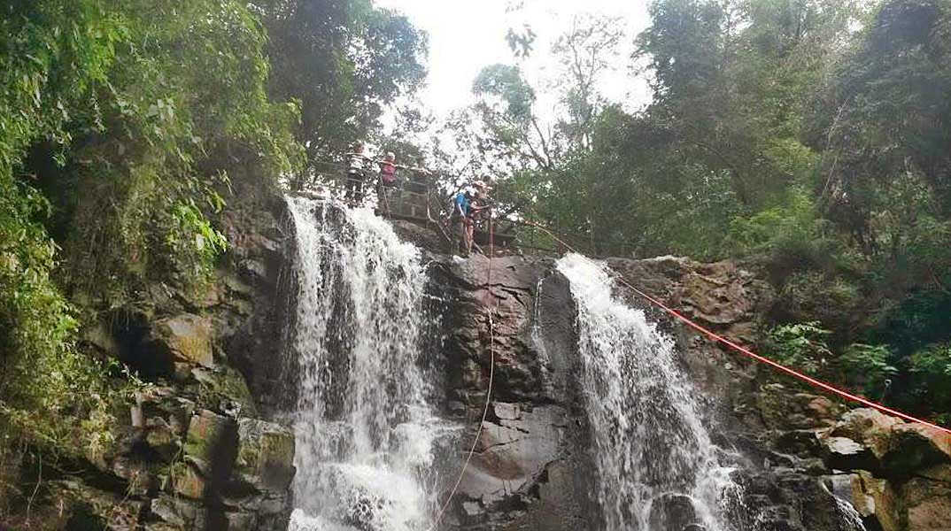 We’ll make our rappel down canyon stone walls, sitting among waterfalls