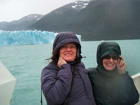 Kimberly & Karen on a close-up navigation to the Perito Moreno Glacier