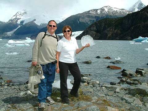 Francis and Vivian at Onelli Bay in El Calafate