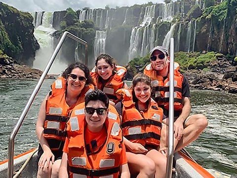 Enjoying a close-up navigation at the Iguazu Falls