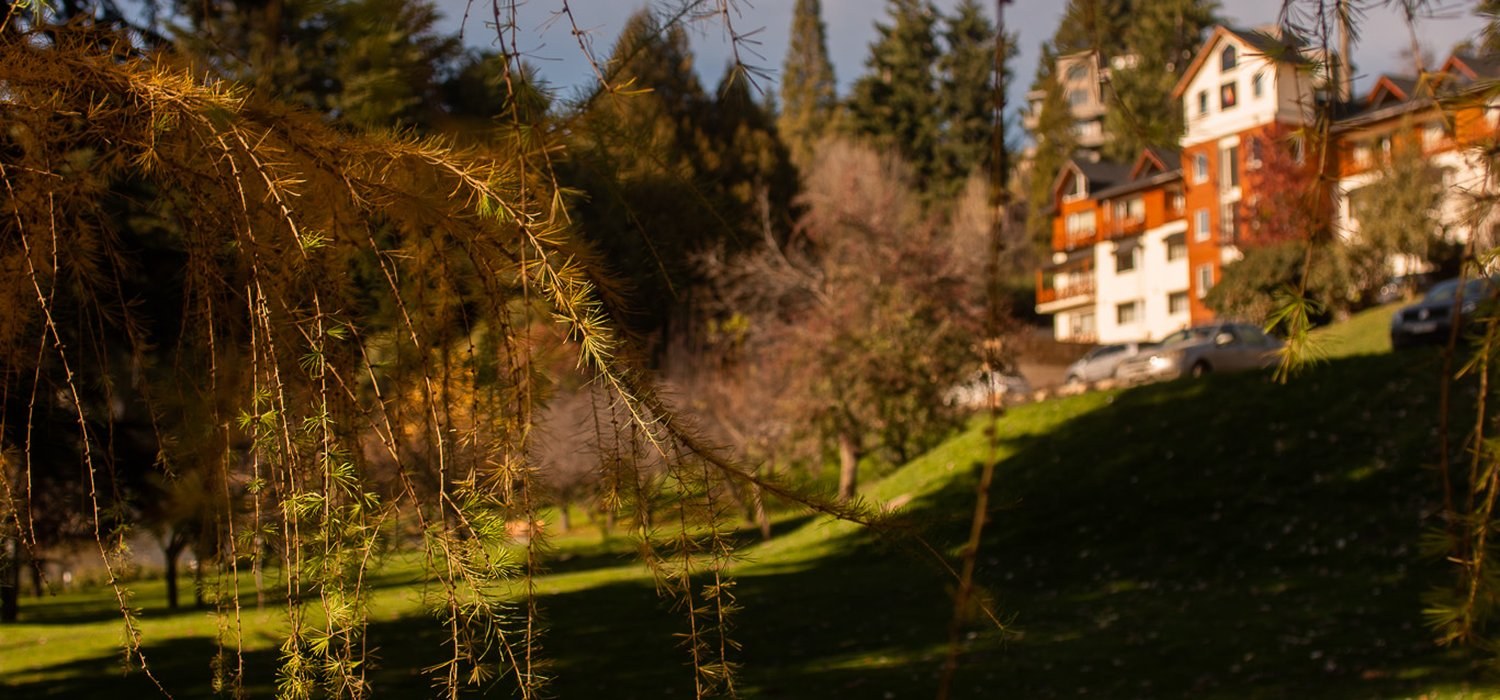 Huinid Bustillo surrounded by trees and gardens