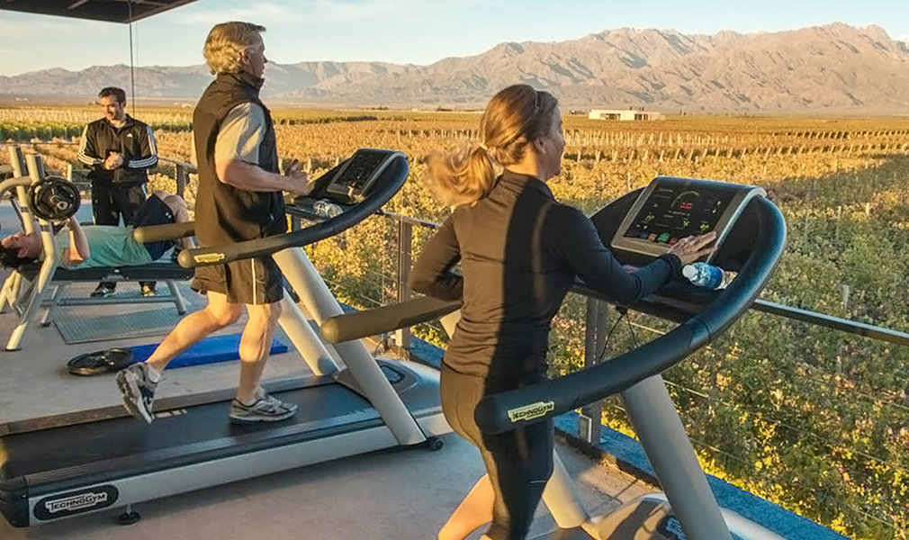 The gym is amidst the vineyards surrounding the resort